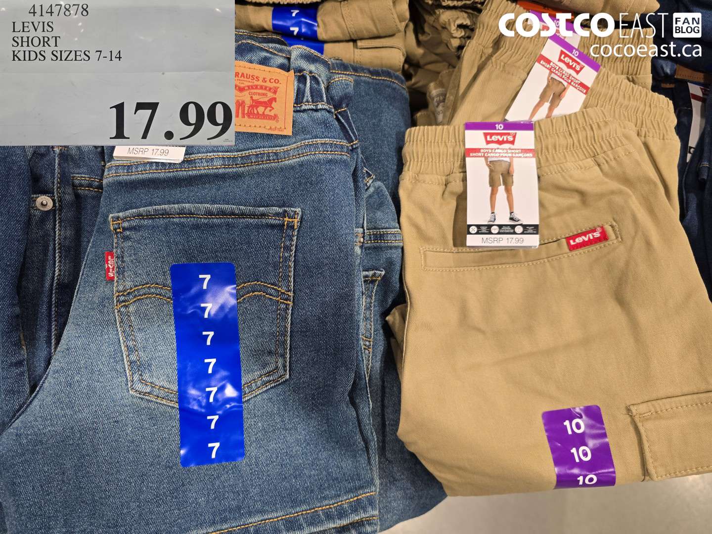 4147878 LEVIS SHORT KIDS SIZES 7-14 $17.99