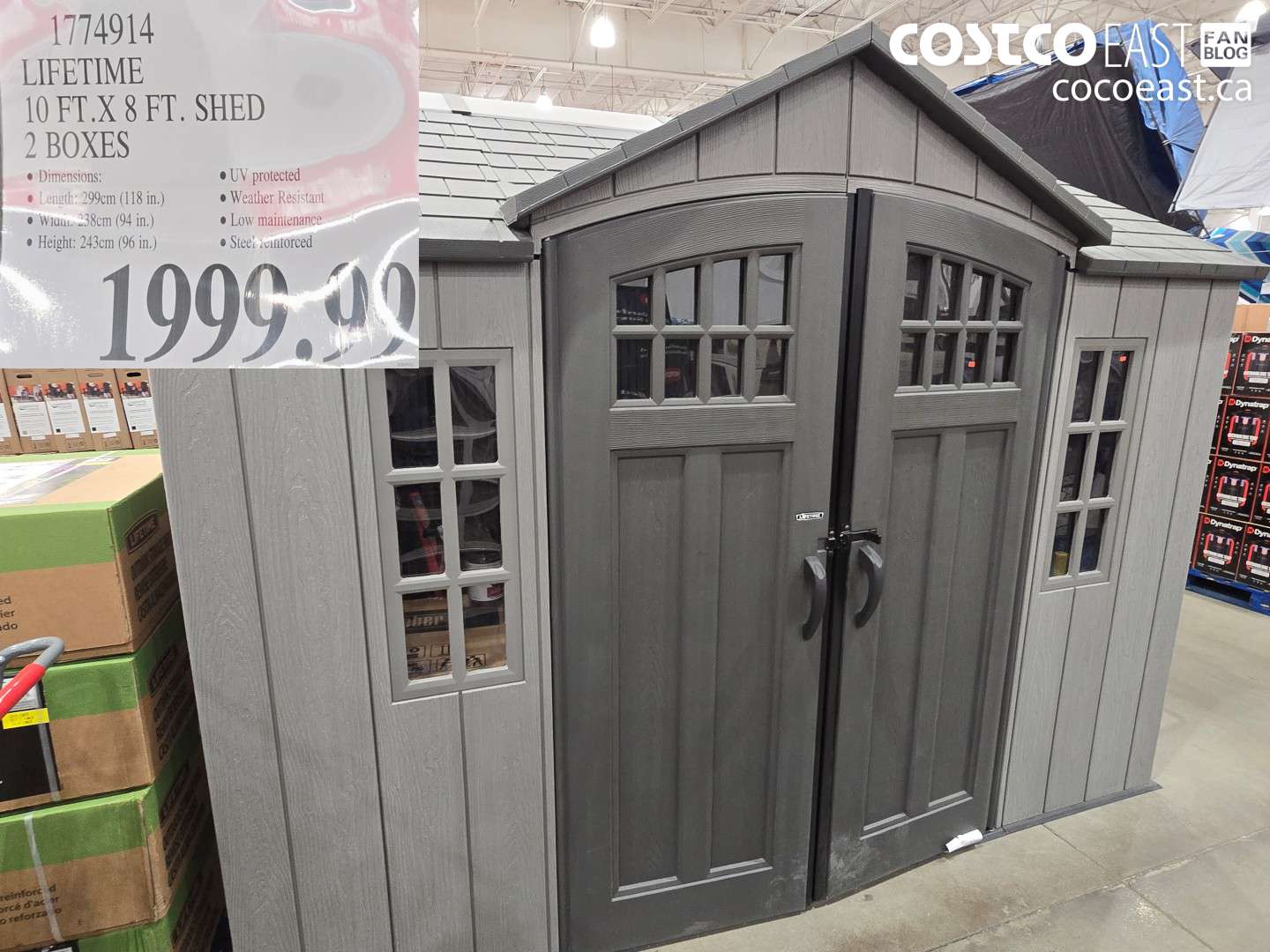 1774914 LIFETIME 10 FT. X 8 FT. SHED 2 BOXES $1999.99