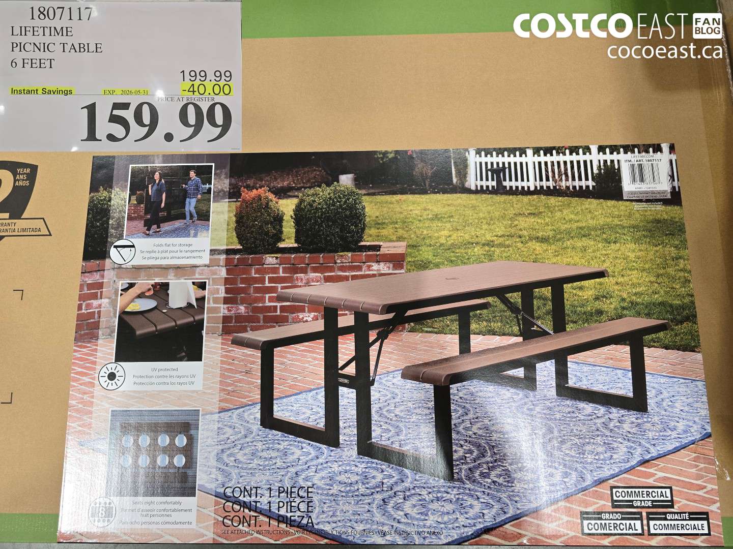1807117 LIFETIME PICNIC TABLE 6 FEET ($40.00 INSTANT SAVINGS EXPIRES ON 2026-05-31) $159.99