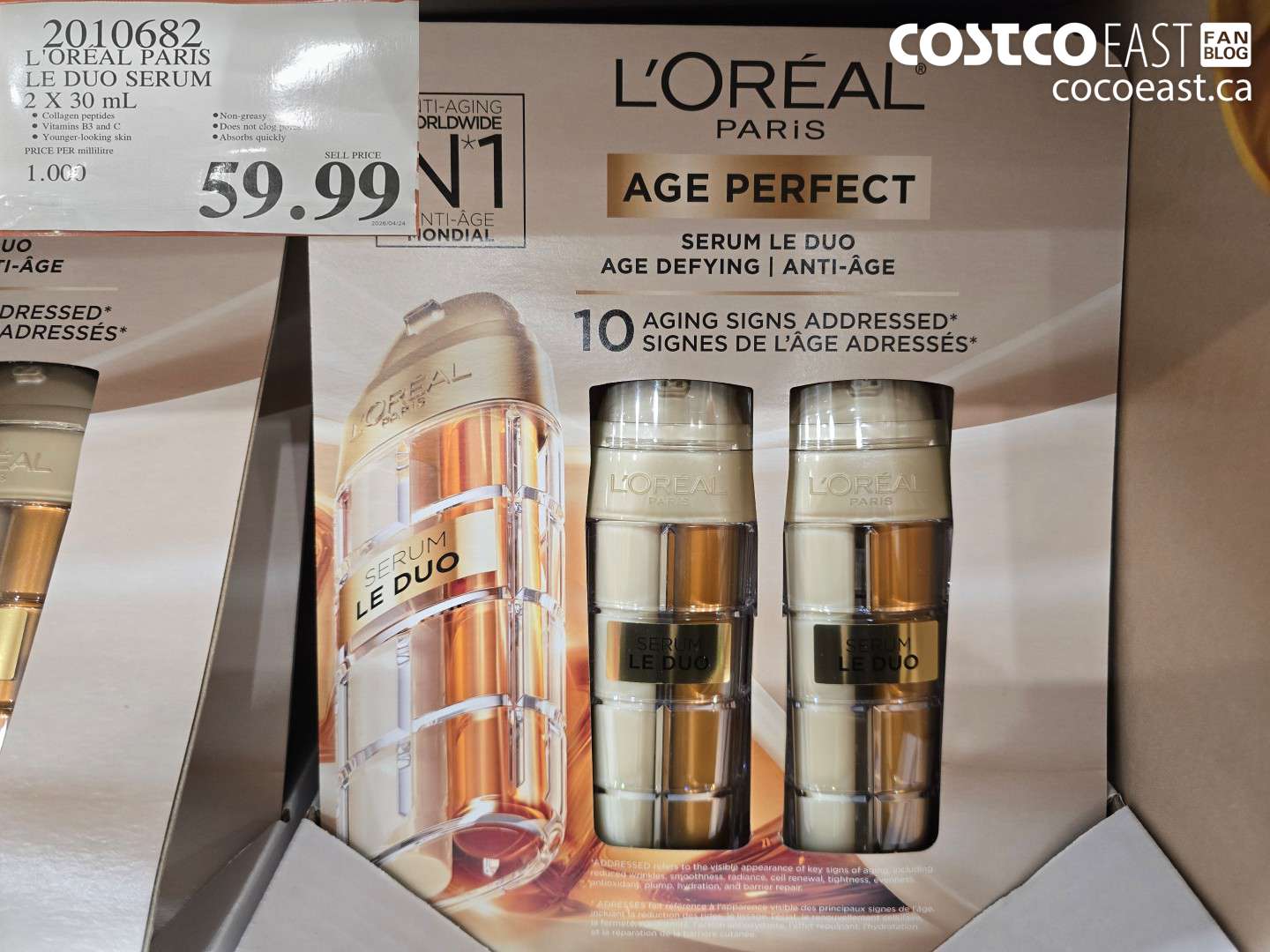 2010682 L'OREAL PARIS LE DUO SERUM 2 X 30 ML $59.99