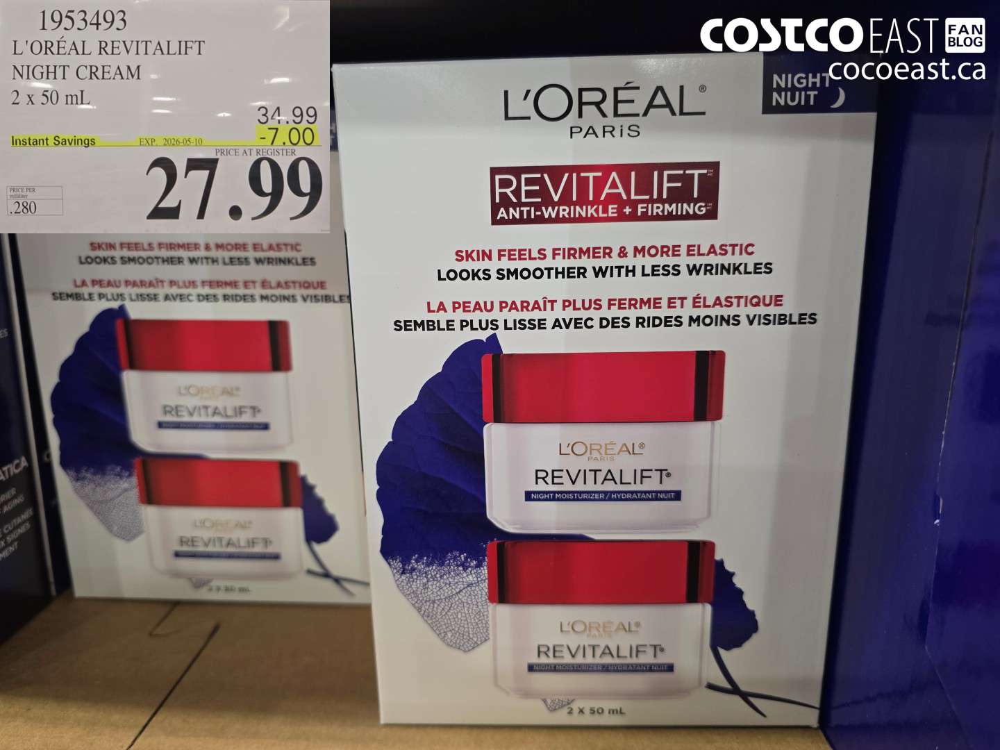 1953493 L'ORÉAL REVITALIFT NIGHT CREAM 2 X 50 ML ($7.00 INSTANT SAVINGS EXPIRES ON 2026-05-10) $27.99