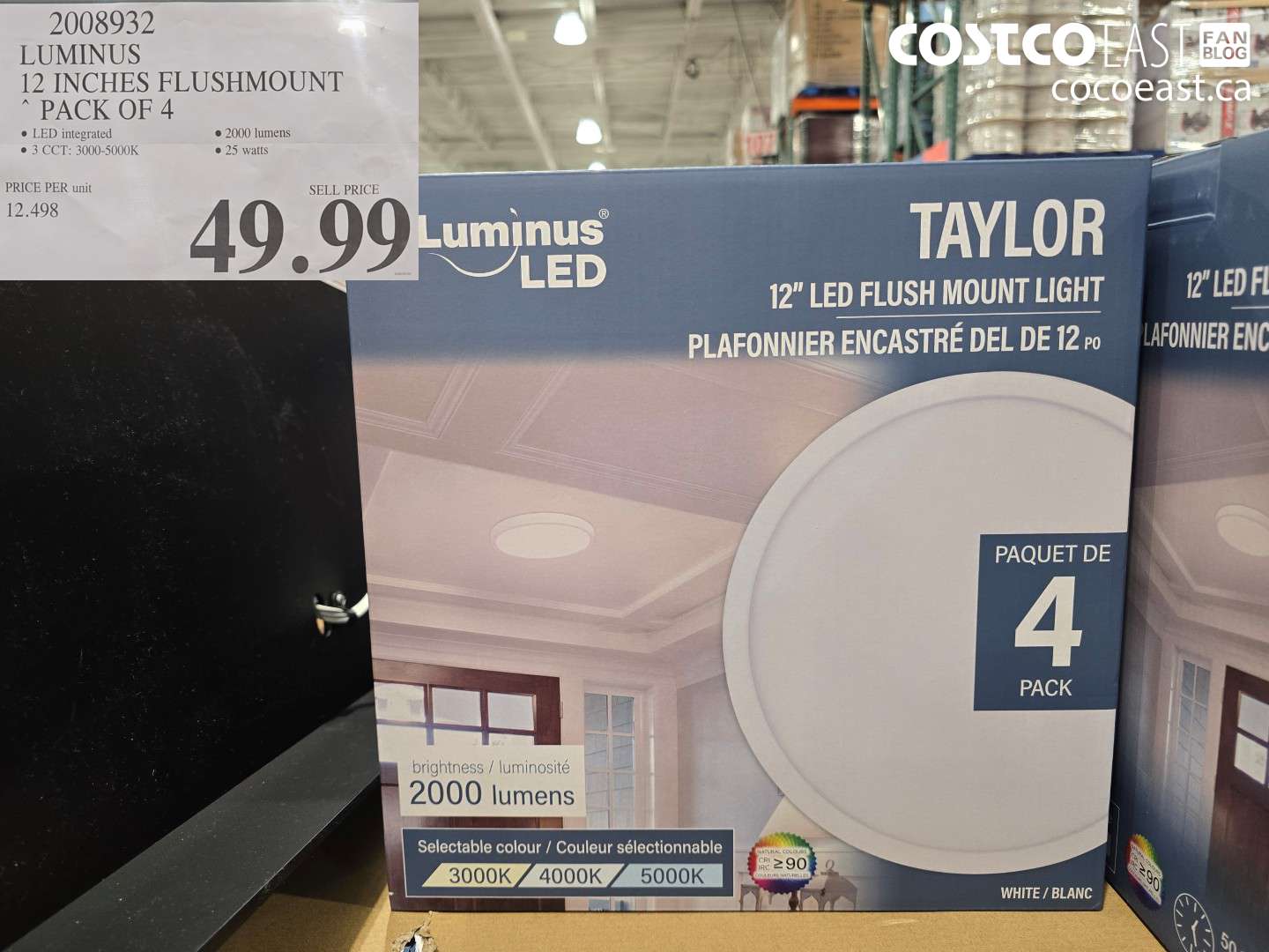 2008932 LUMINUS 12 INCHES FLUSHMOUNT PACK OF 4 $49.99