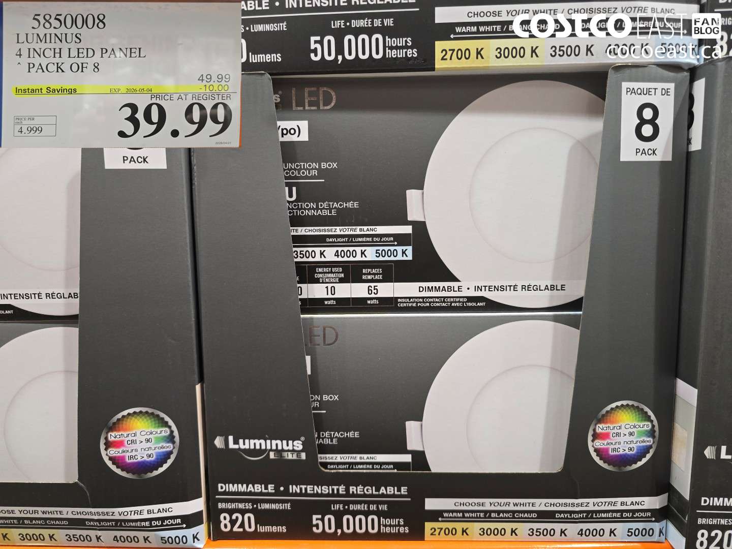 5850008 LUMINUS 4 INCH LED PANEL PACK OF 8 ($10.00 INSTANT SAVINGS EXPIRES ON 2026-05-04) $39.99