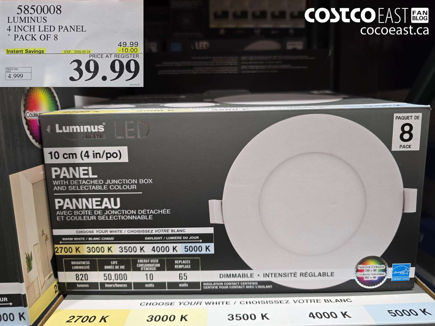 5850008 LUMINUS 4 INCH LED PANEL PACK OF 8 ($10.00 INSTANT SAVINGS EXPIRES ON 2026-05-24) $39.99