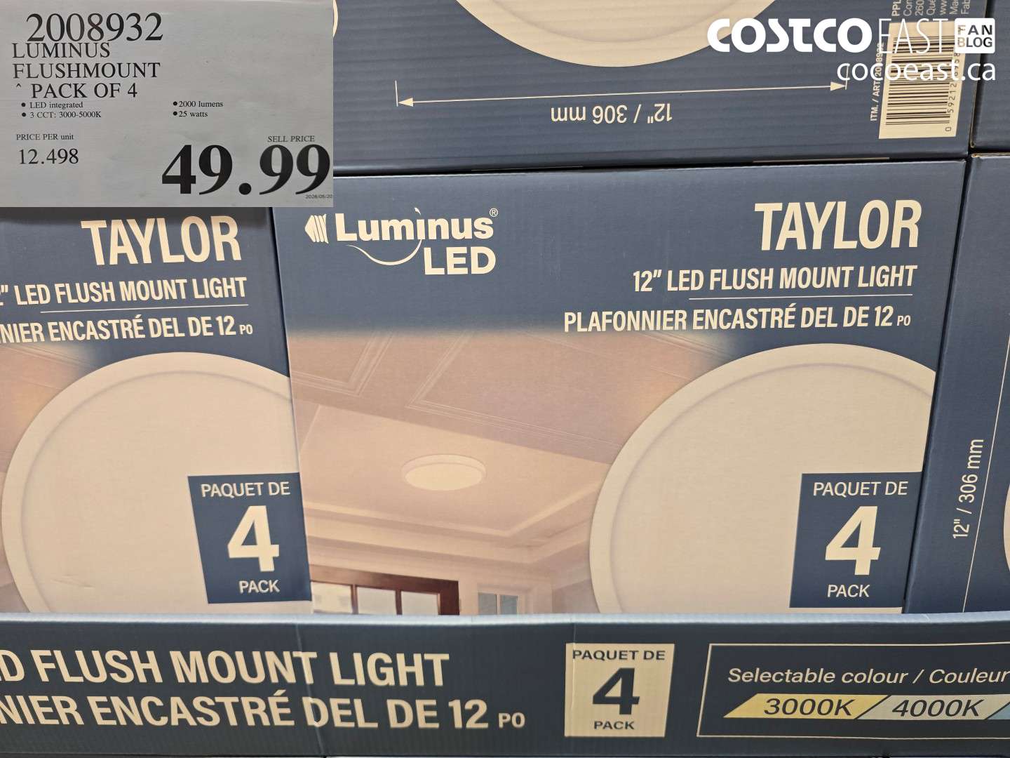 2008932 LUMINUS FLUSHMOUNT PACK OF 4 $49.99