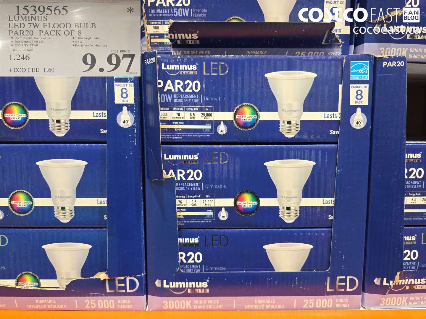1539565 LUMINUS LED 7W FLOOD BULB PAR20 PACK OF 8 $9.97