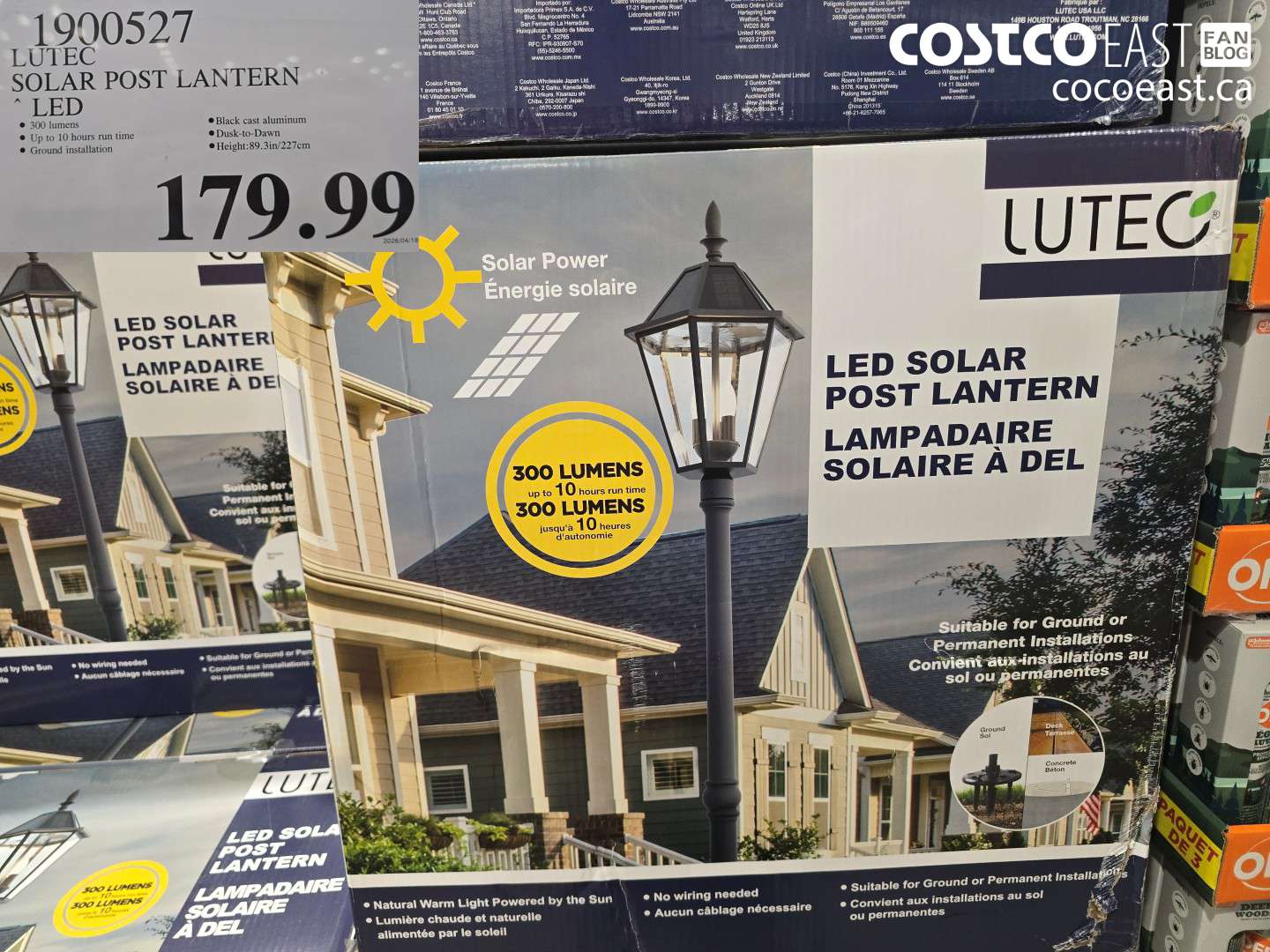 1900527 LUTEC SOLAR POST LANTERN LED $179.99