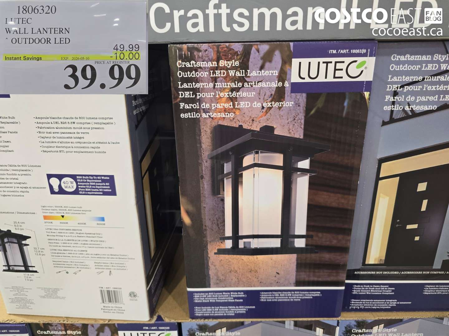 1806320 LUTEC WALL LANTERN ($10.00 INSTANT SAVINGS EXPIRES ON 2026-05-10) $39.99