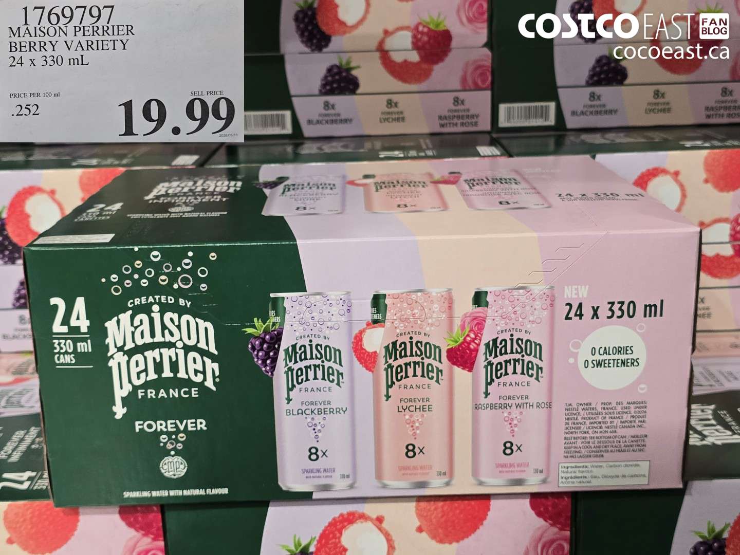 1769797 MAISON PERRIER BERRY VARIETY 24 X 330 ML $19.99