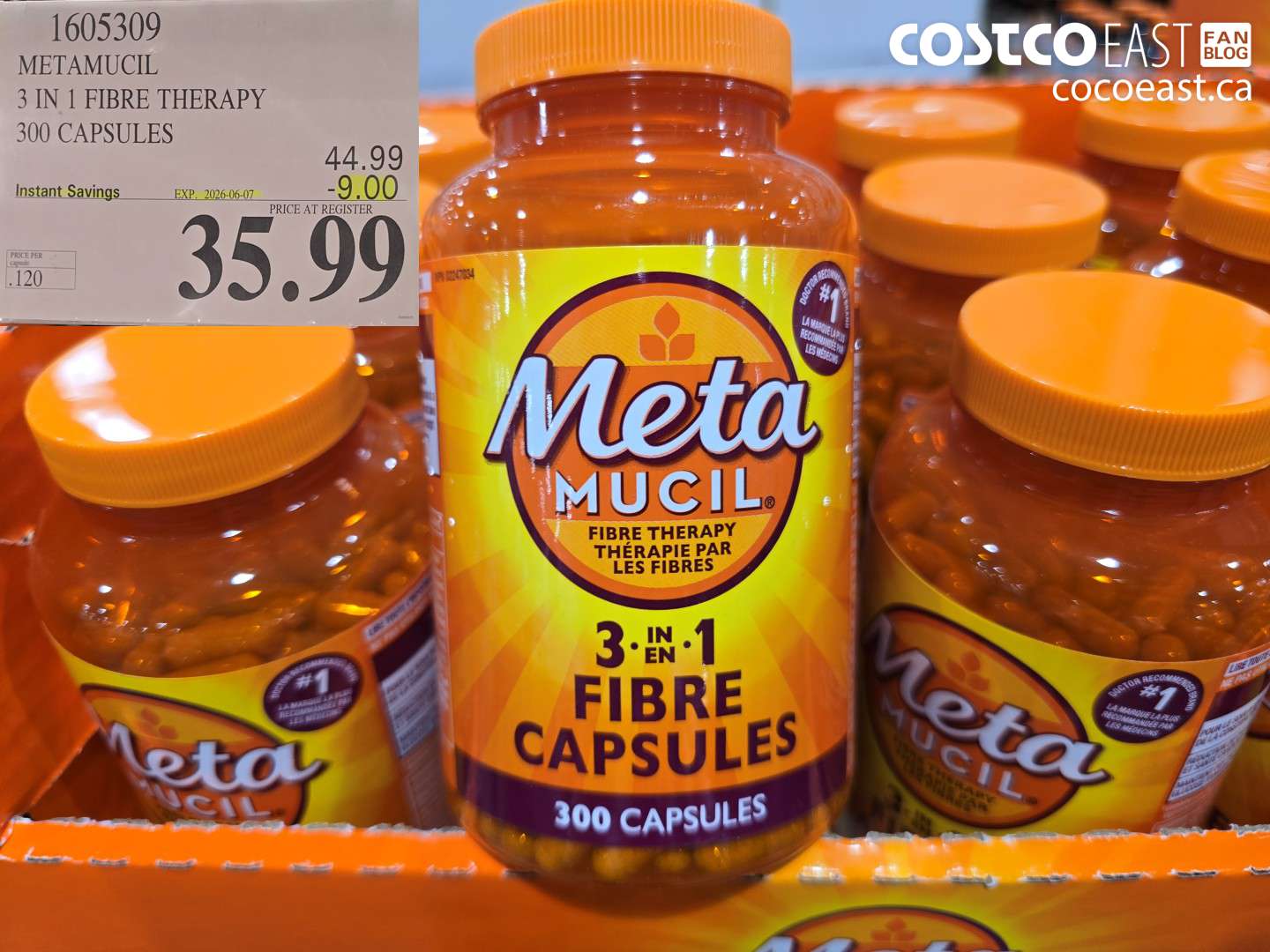 1605309 METAMUCIL 3 IN 1 FIBRE THERAPY 300 CAPSULES ($9.00 INSTANT SAVINGS EXPIRES ON 2026-06-07) $35.99