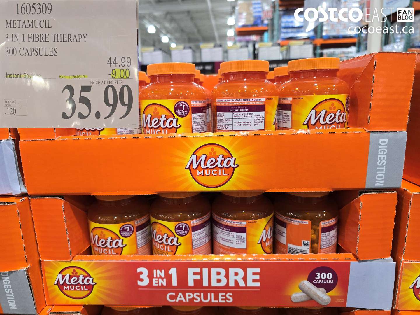 1605309 METAMUCIL 3 IN 1 FIBRE THERAPY 300 CAPSULES ($9.00 INSTANT SAVINGS EXPIRES ON 2026-06-07) $35.99