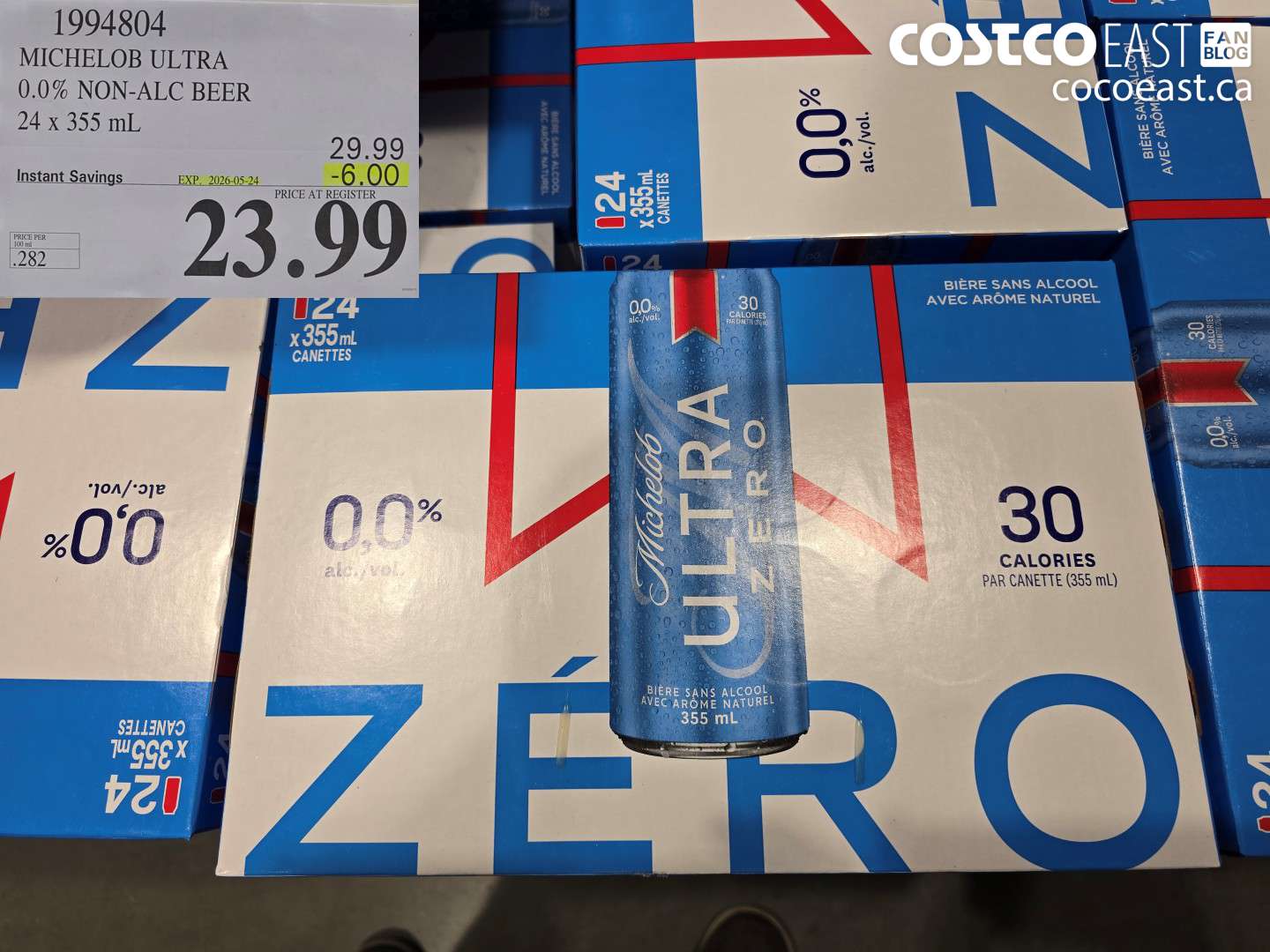 1994804 MICHELOB ULTRA 0.0% NON-ALC BEER 24 X 355 ML ($6.00 INSTANT SAVINGS EXPIRES ON 2026-05-24) $23.99