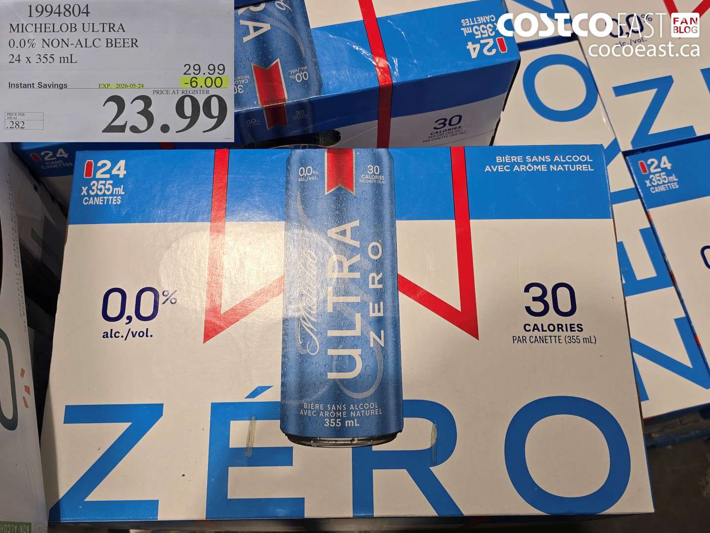 1994804 MICHELOB ULTRA 0.0% NON-ALC BEER 24 X 355 ML ($6.00 INSTANT SAVINGS EXPIRES ON 2026-05-24) $23.99