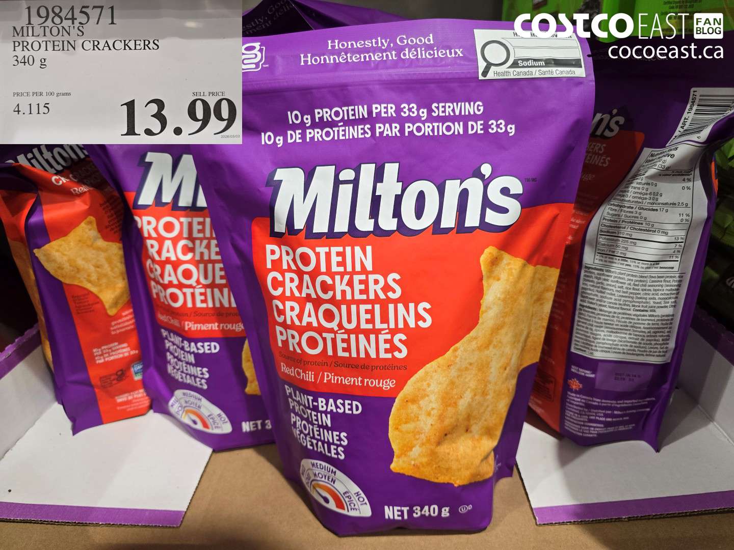 1984571 MILTON'S PROTEIN CRACKERS 340 G $13.99