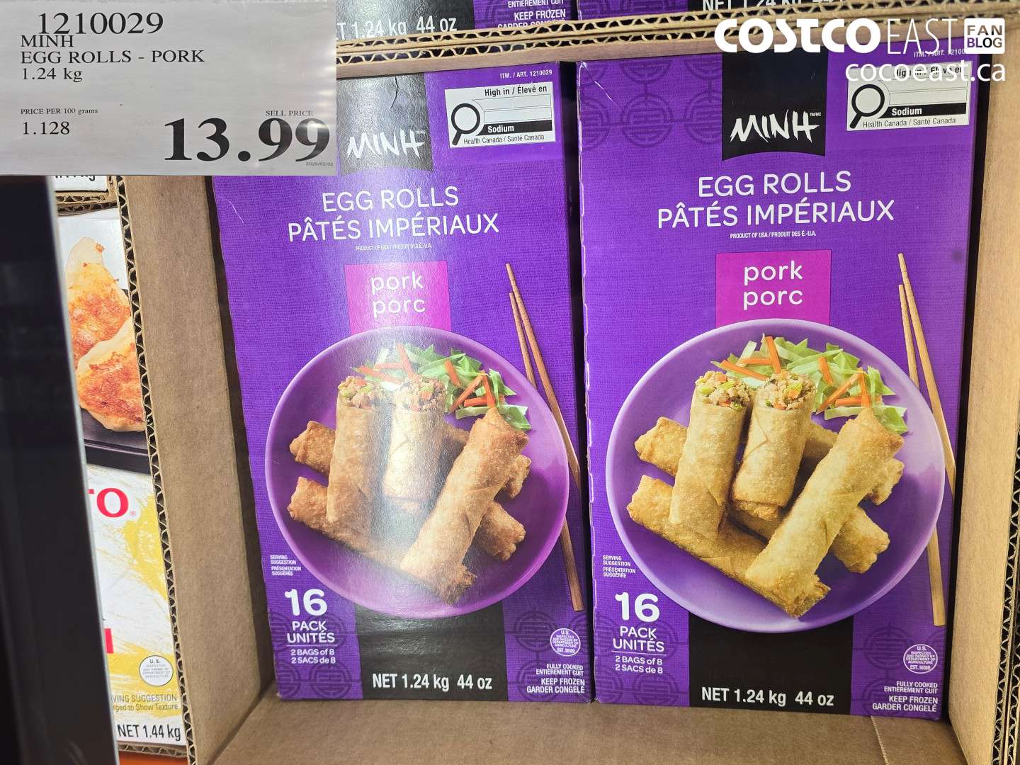 1210029 MINH EGG ROLLS - PORK 1.24 KG $13.99