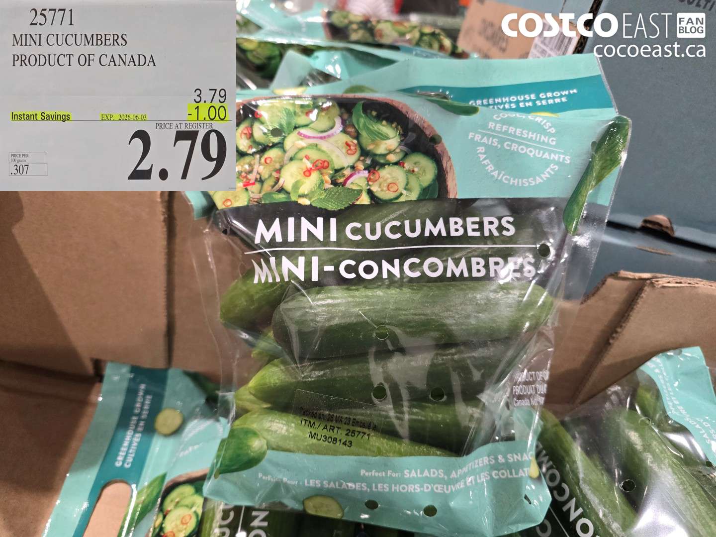 25771 MINI CUCUMBERS PRODUCT OF CANADA ($1.00 INSTANT SAVINGS EXPIRES ON 2026-06-03) $2.79