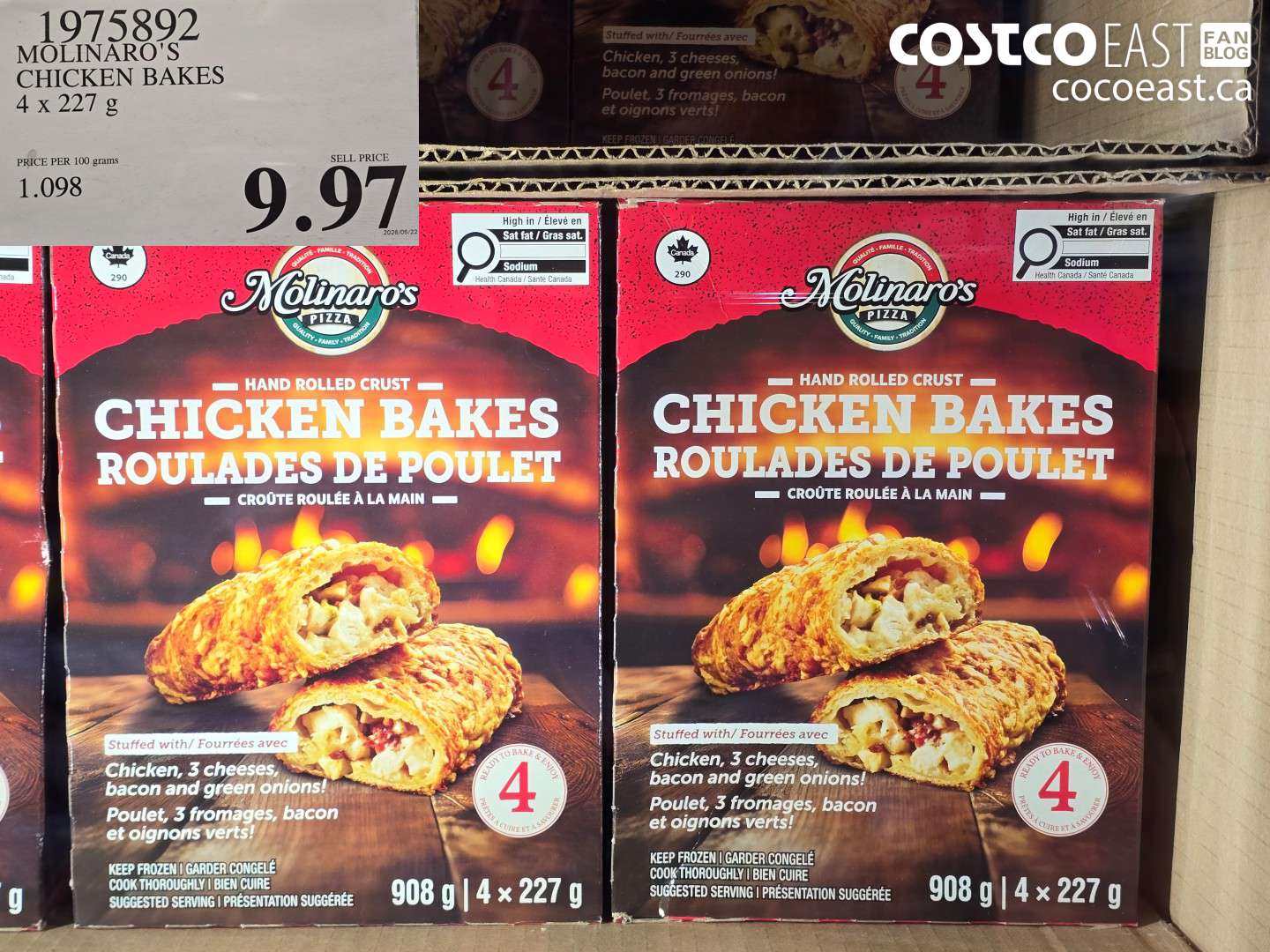 1975892 MOLINARO'S CHICKEN BAKES 4 X 227 G $9.97