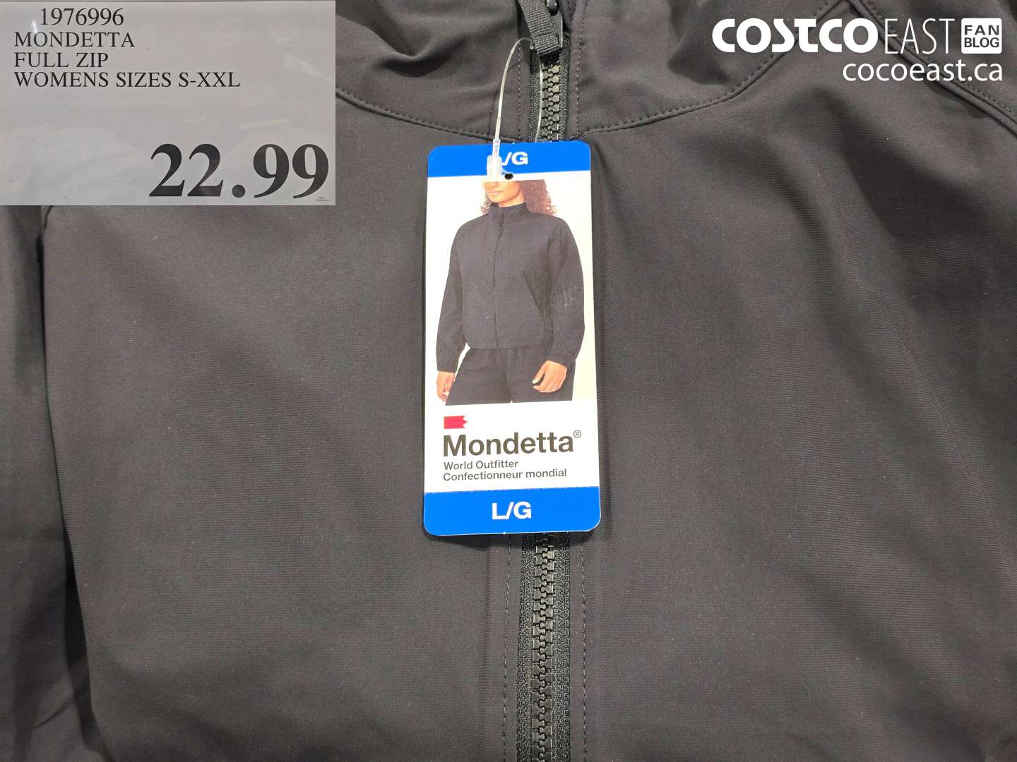 1976996 MONDETTA FULL ZIP WOMENS SIZES S-XXL $22.99