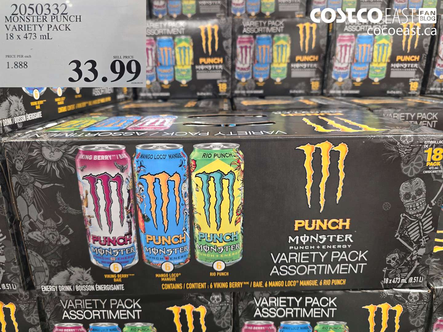 2050332 MONSTER PUNCH VARIETY PACK 18 X 473 ML $33.99