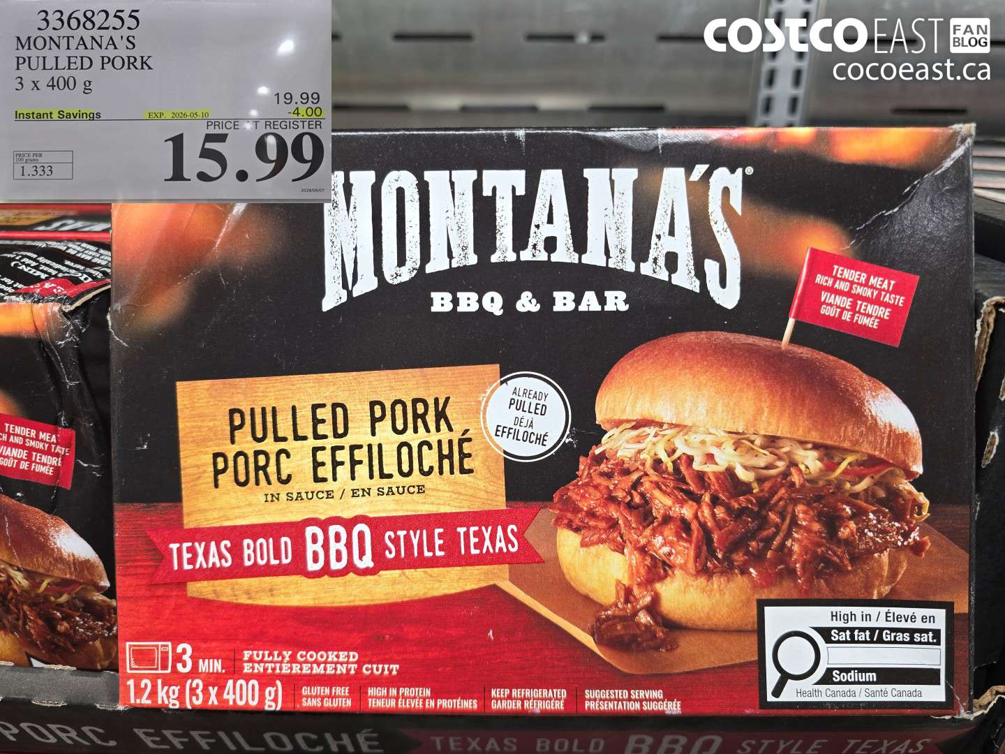 3368255 MONTANA'S PULLED PORK 3 X 400 G ($4.00 INSTANT SAVINGS EXPIRES ON 2026-05-10) $15.99