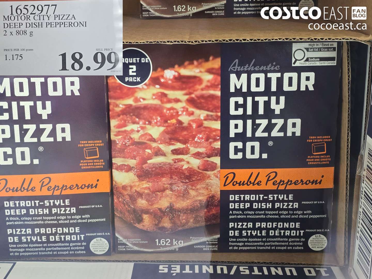 1652977 MOTOR CITY PIZZA DEEP DISH PEPPERONI 2 X 808 G $18.99