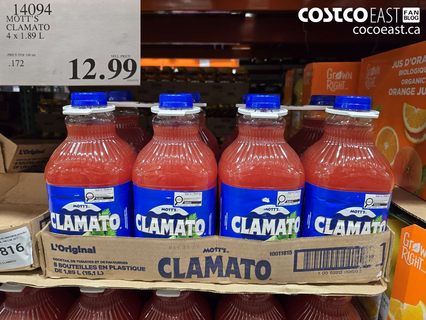 14094 MOTT'S CLAMATO 4 X 1.89 L $12.99
