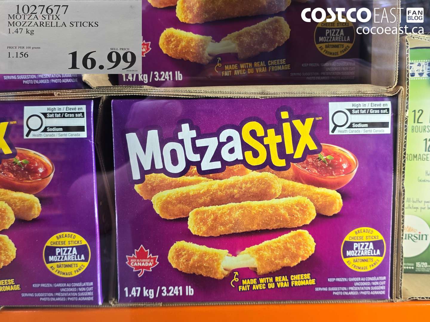 1027677 MOTZA STIX MOZZARELLA STICKS 1.47 KG $16.99