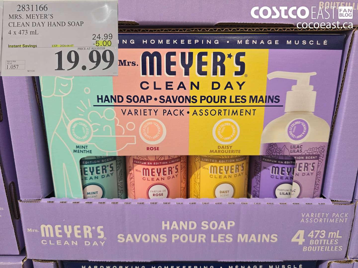 2831166 MRS. MEYER'S CLEAN DAY HAND SOAP 4 X 473 ML ($5.00 INSTANT SAVINGS EXPIRES ON 2026-06-07) $19.99