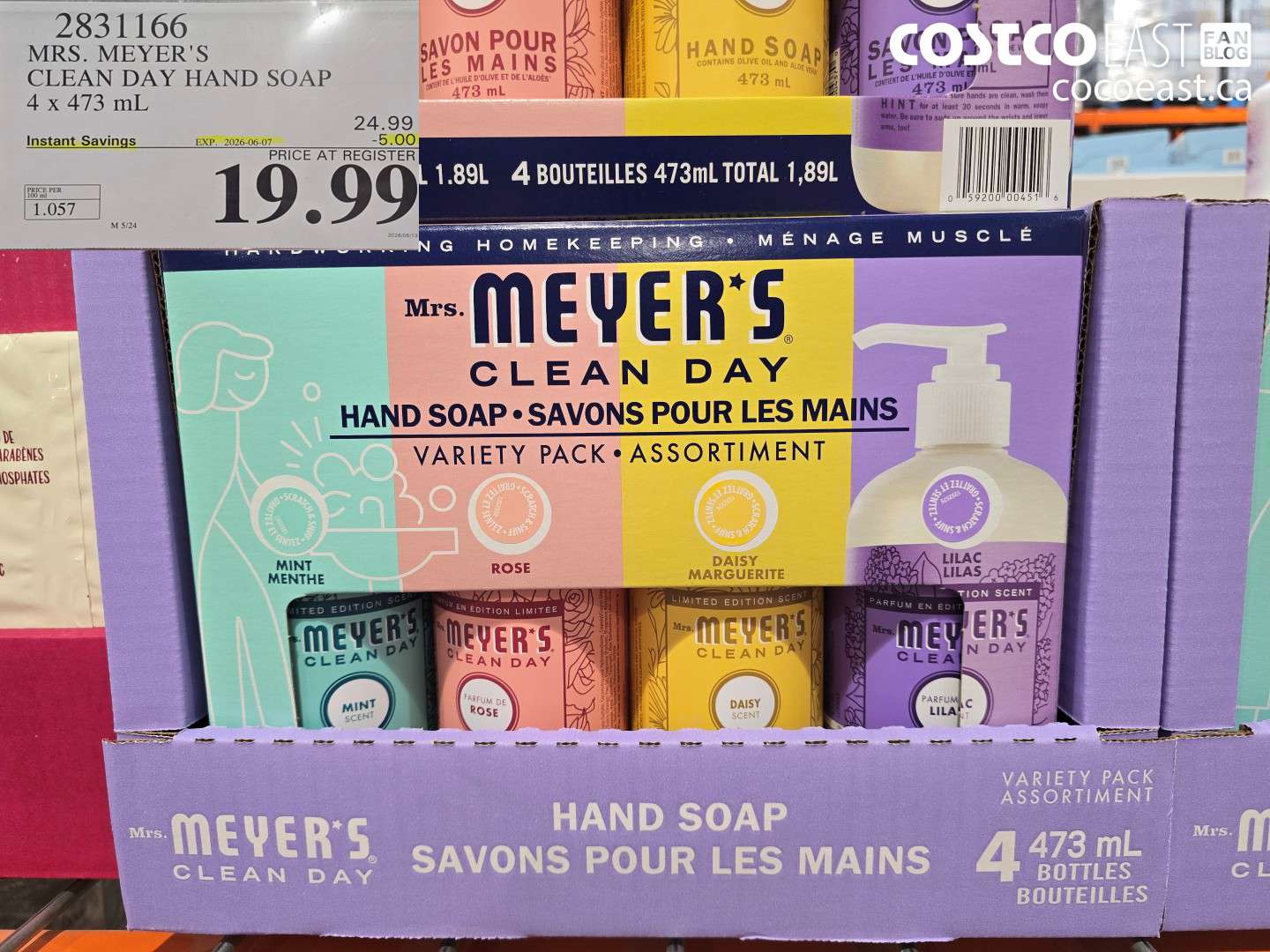 2831166 MRS. MEYER'S CLEAN DAY HAND SOAP 4 X 473 ML ($5.00 INSTANT SAVINGS EXPIRES ON 2026-06-07) $19.99