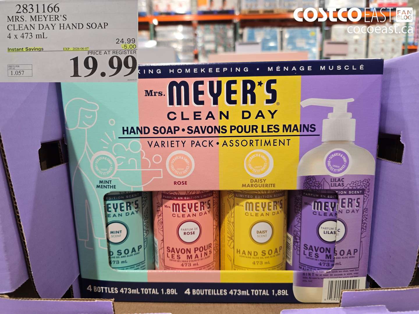 2831166 MRS. MEYER'S CLEAN DAY HAND SOAP 4 X 473 ML ($5.00 INSTANT SAVINGS EXPIRES ON 2026-06-07) $19.99
