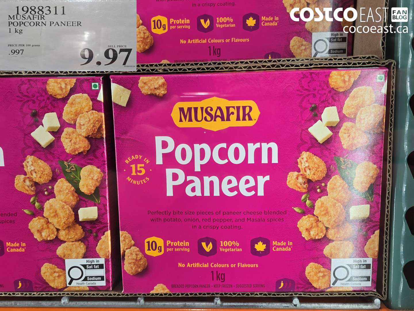 1988311 MUSAFIR POPCORN PANEER 1 KG $9.97