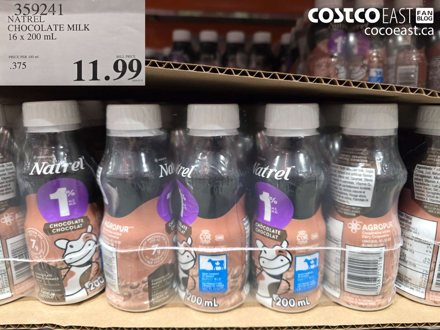 359241 NATREL CHOCOLATE MILK 16 X 200 ML $11.99