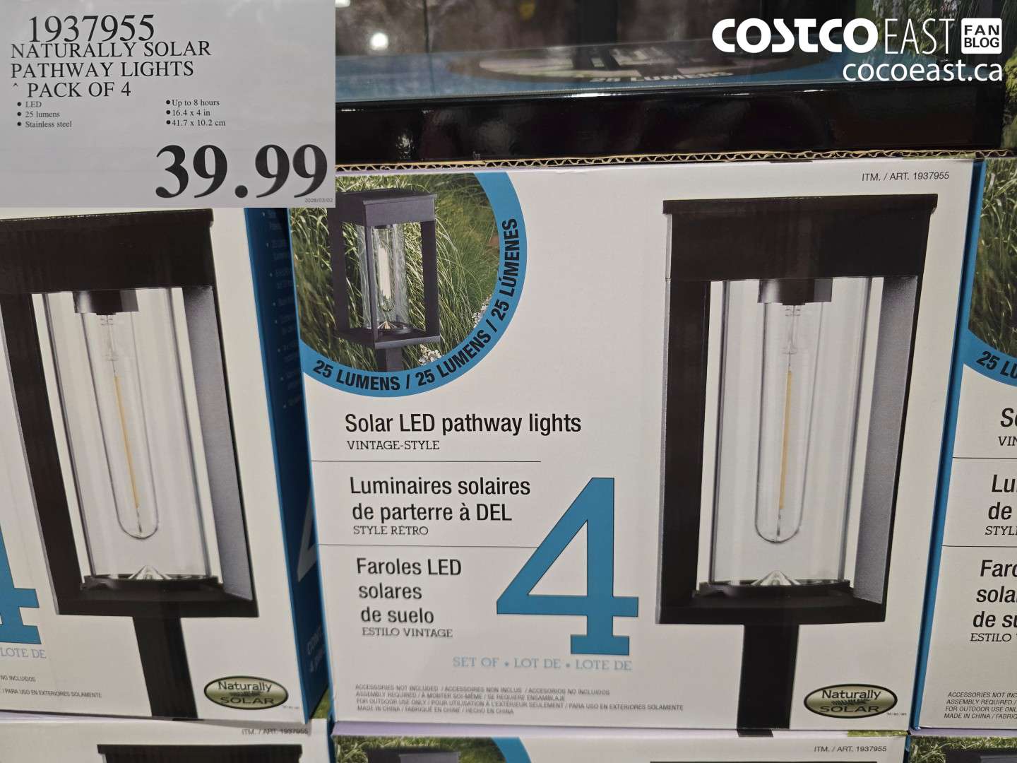 1937955 NATURALLY SOLAR PATHWAY LIGHTS PACK OF 4 $39.99