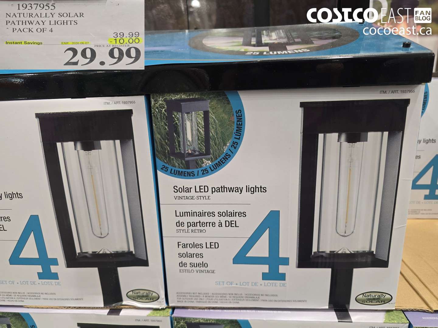 1937955 NATURALLY SOLAR PATHWAY LIGHTS PACK OF 4 ($10.00 INSTANT SAVINGS EXPIRES ON 2026-06-07) $29.99