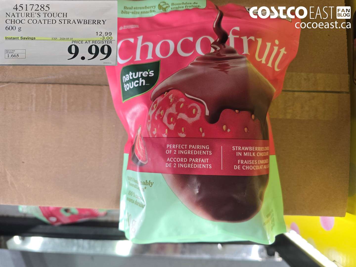 4517285 NATURE'S TOUCH CHOC COATED STRAWBERRY 600 G ($3.00 INSTANT SAVINGS EXPIRES ON 2026-05-10) $9.99
