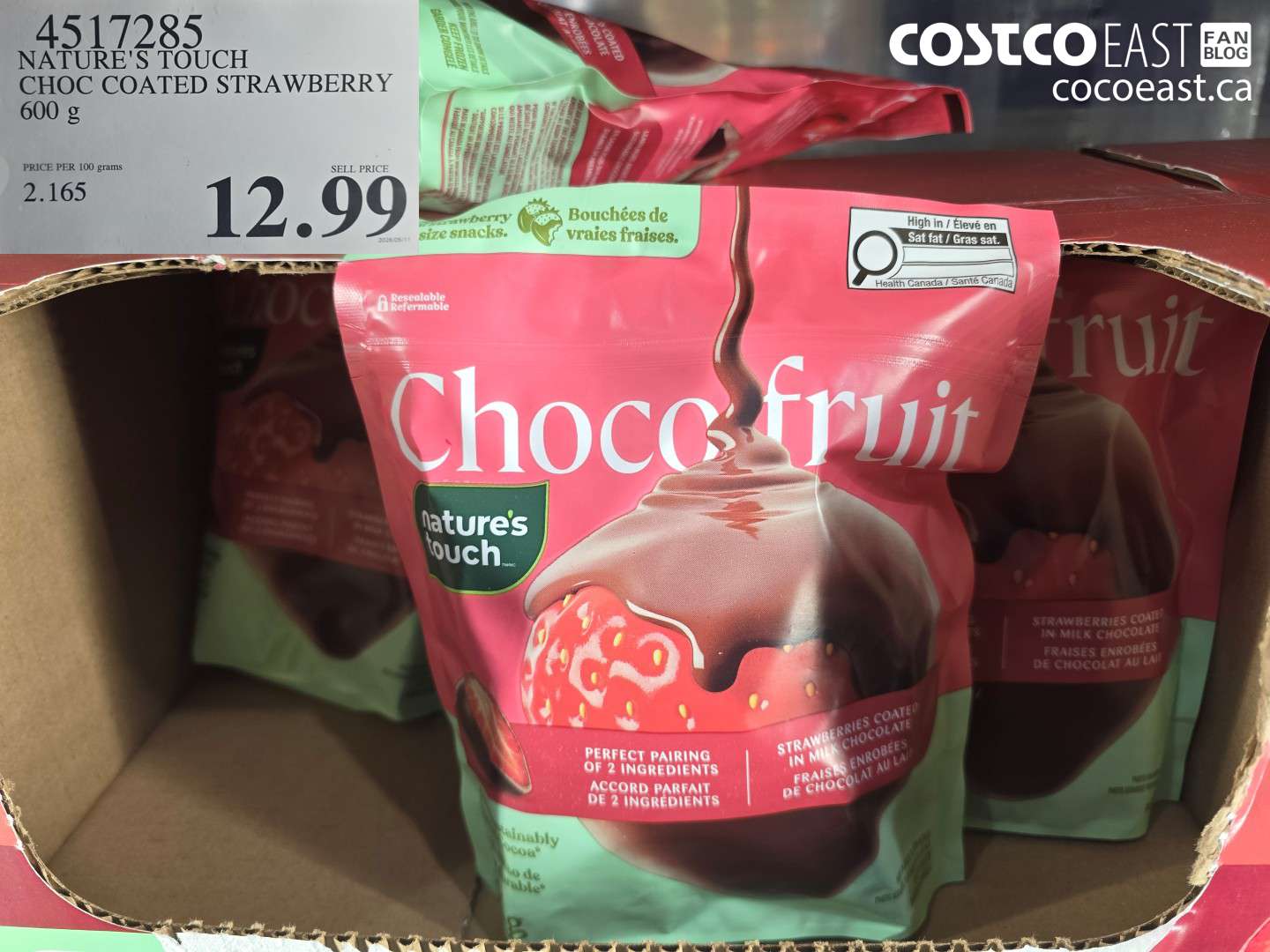4517285 NATURE'S TOUCH CHOC COATED STRAWBERRY 600 G $12.99