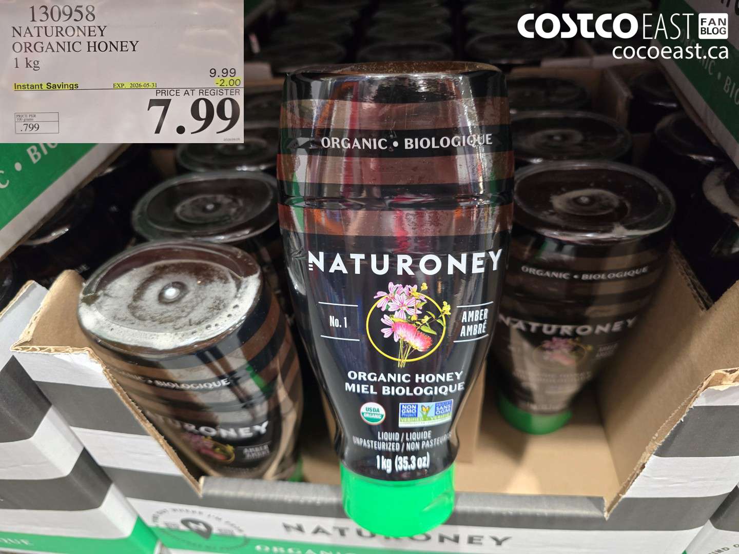 130958 NATURONEY ORGANIC HONEY 1 KG ($2.00 INSTANT SAVINGS EXPIRES ON 2026-05-31) $7.99