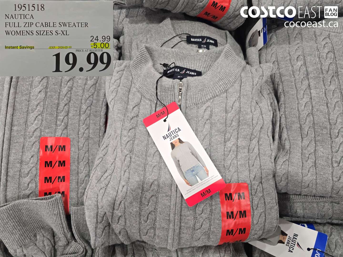 1951518 NAUTICA FULL ZIP CABLE SWEATER WOMENS SIZES S-XL ($5.00 INSTANT SAVINGS EXPIRES ON 2026-05-10) $19.99