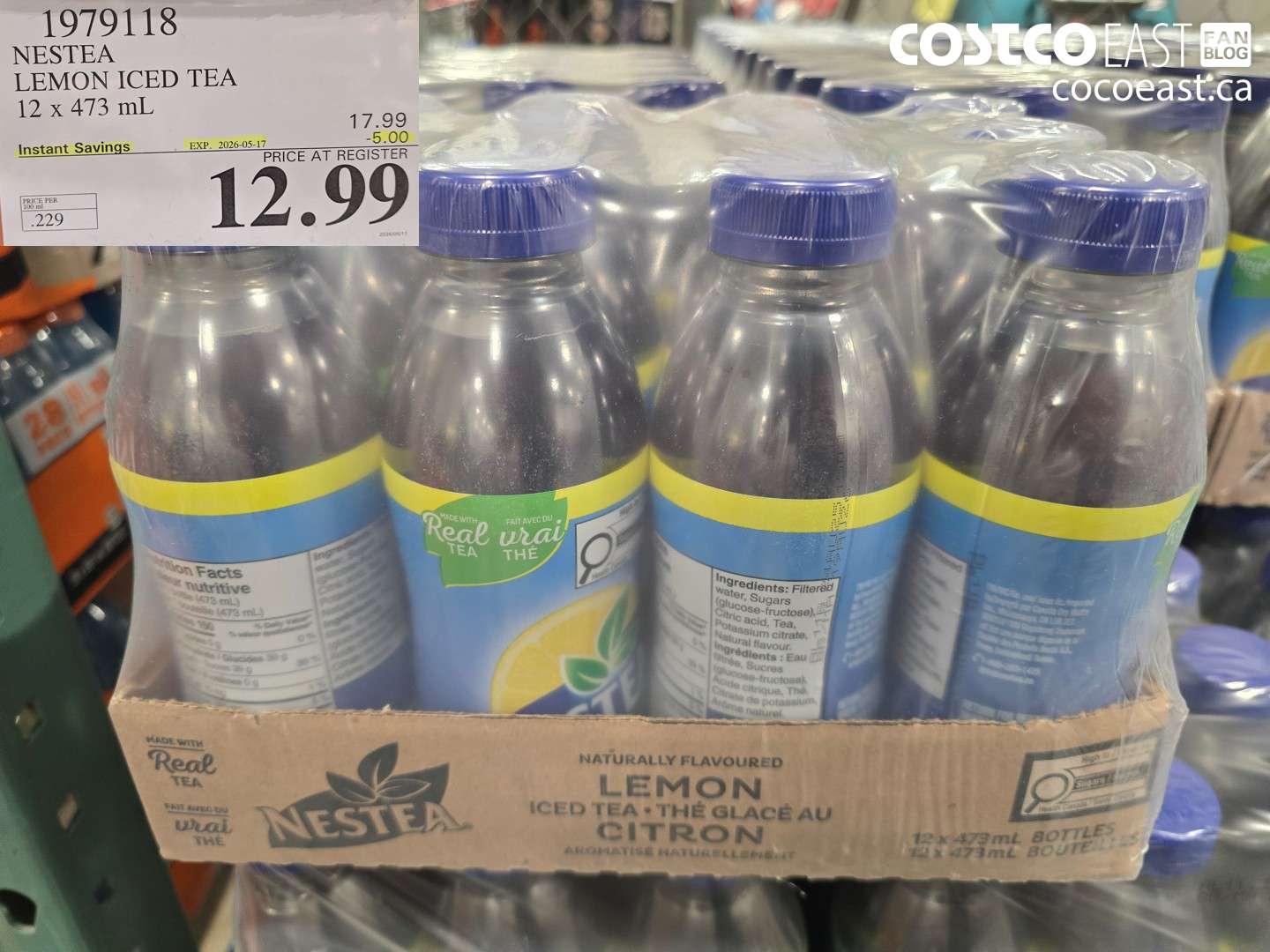 1979118 NESTEA LEMON ICED TEA 12 X 473 ML ($5.00 INSTANT SAVINGS EXPIRES ON 2026-05-17) $12.99