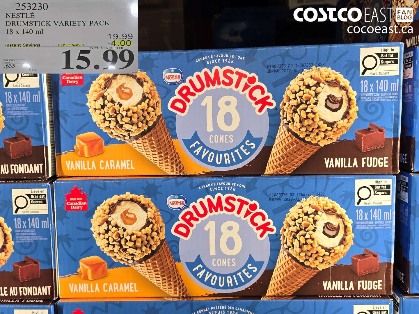 253230 NESTLE DRUMSTICK VARIETY PACK 18 X 140 ML ($4.00 INSTANT SAVINGS EXPIRES ON 2026-06-07) $15.99