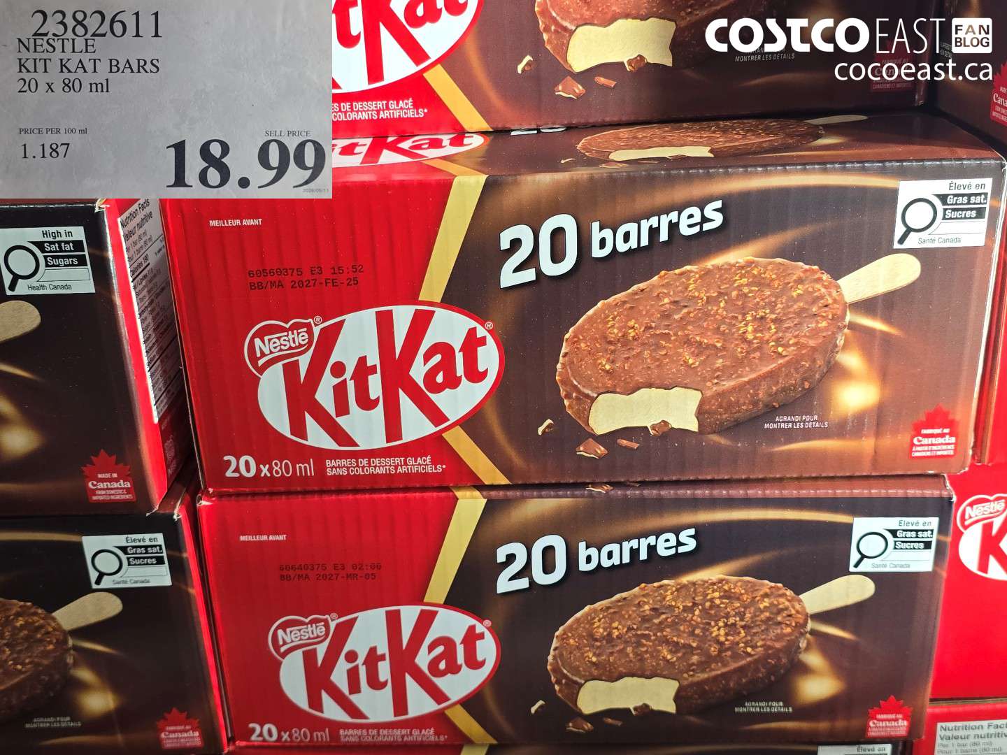 2382611 NESTLE KIT KAT BARS 20 X 80 ML $18.99