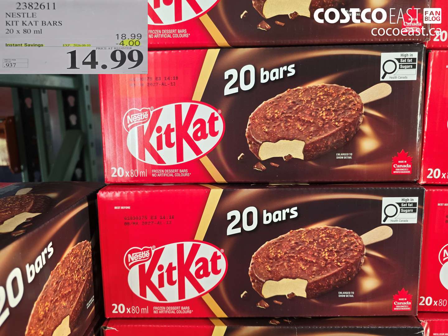 2382611 NESTLE KIT KAT BARS 20 X 80 ML ($4.00 INSTANT SAVINGS EXPIRES ON 2026-06-10) $14.99