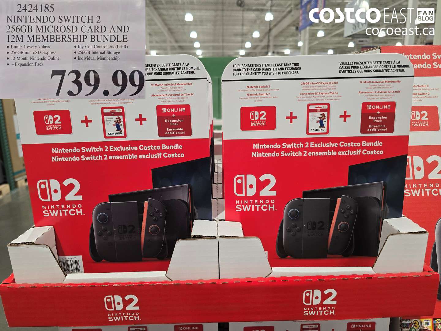 2424185 NINTENDO SWITCH 2 256GB MICROSD CARD AND 12M MEMBERSHIP BUNDLE $739.99