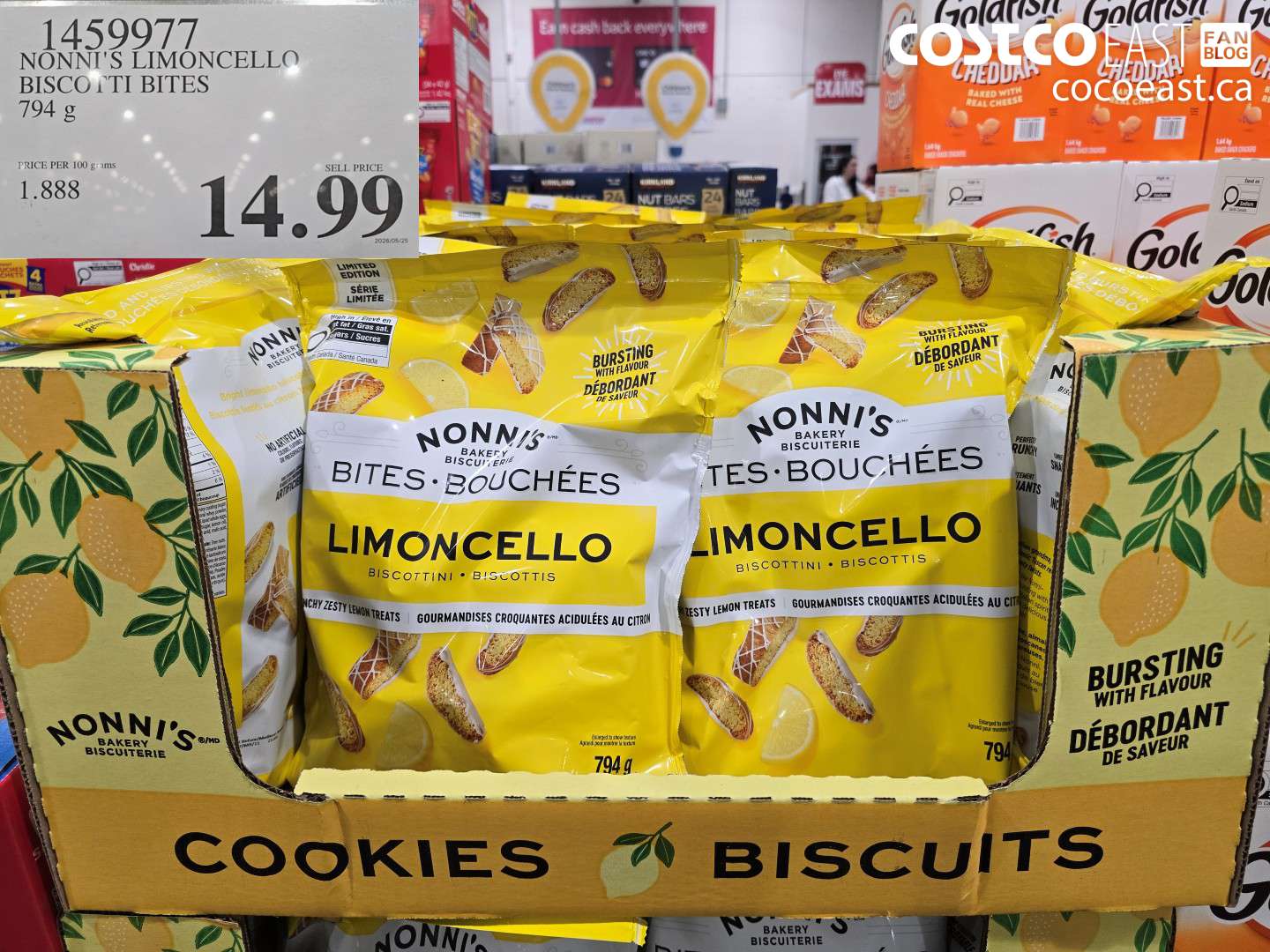 1459977 NONNI'S LIMONCELLO BISCOTTI BITES 794 G $14.99