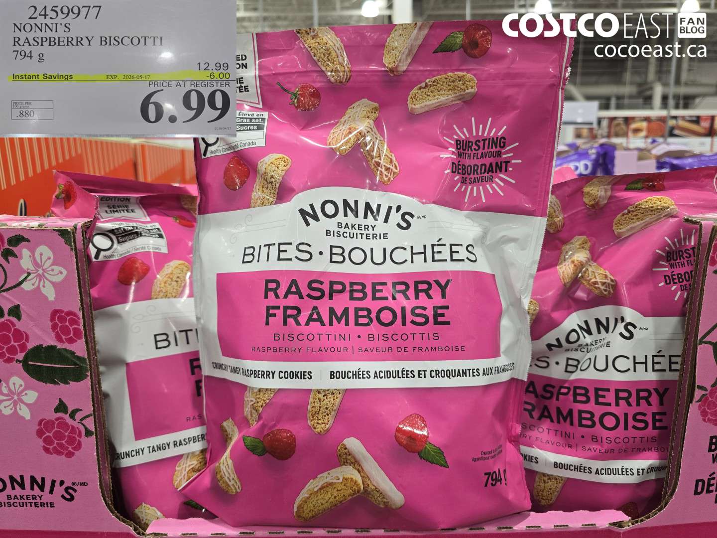 2459977 NONNI'S RASPBERRY BISCOTTI 794 G ($6.00 INSTANT SAVINGS EXPIRES ON 2026-05-17) $6.99