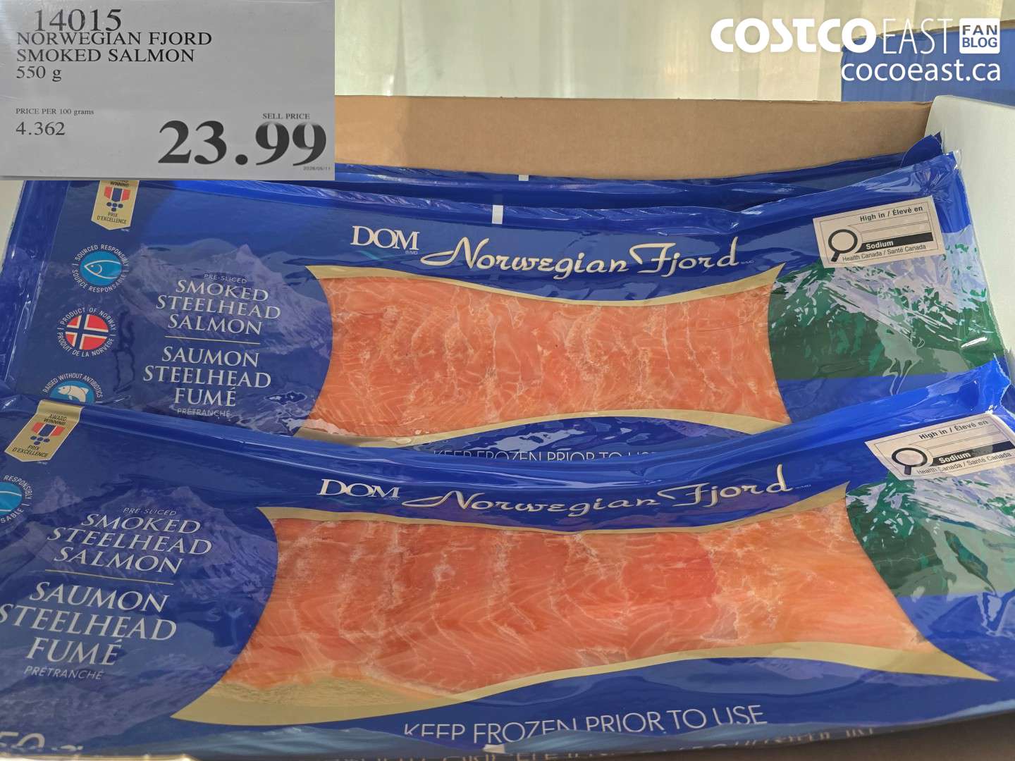 14015 NORWEGIAN FJORD SMOKED SALMON 550 G $23.99