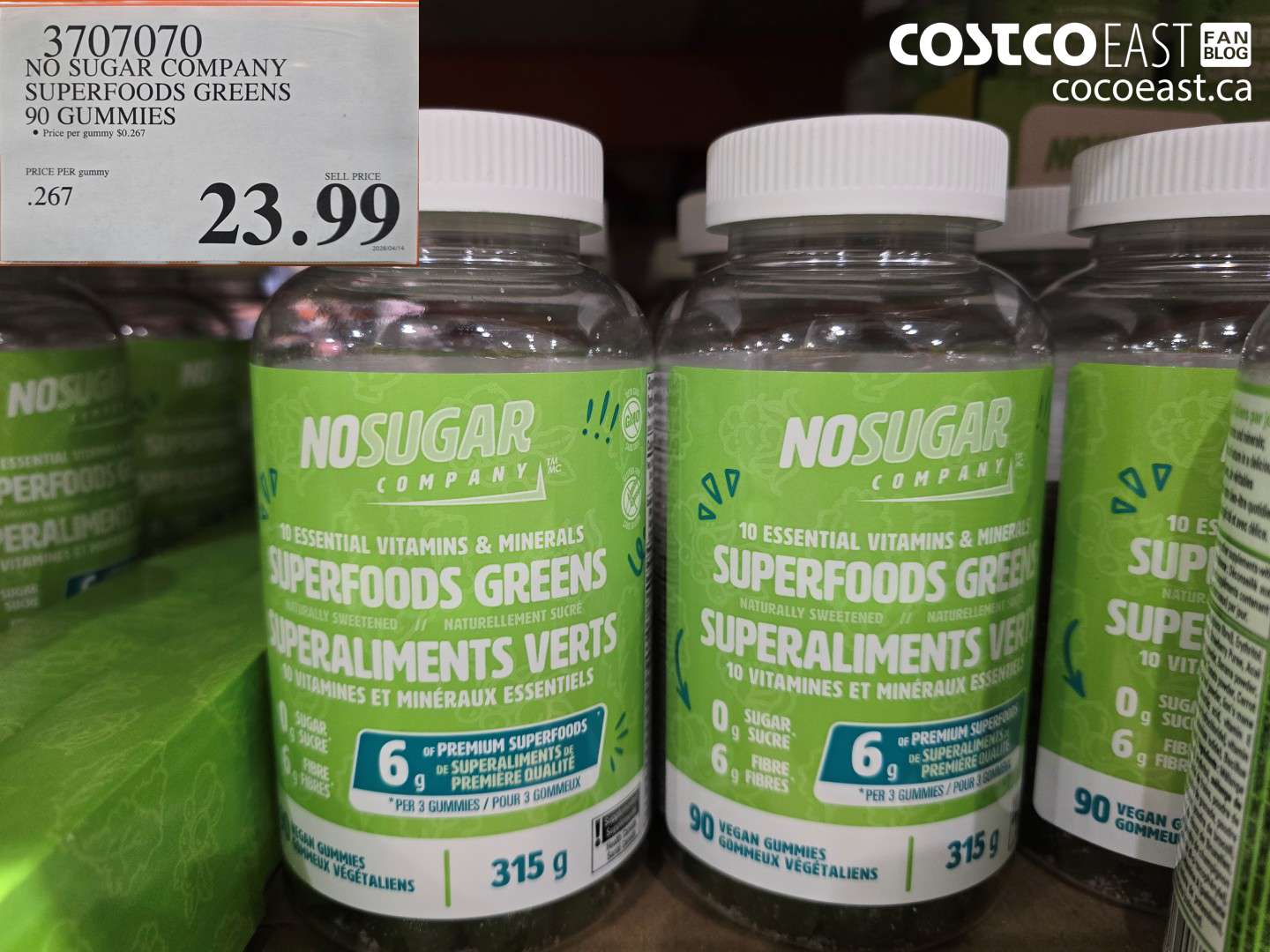 3707070 NO SUGAR COMPANY SUPERFOODS GREENS 90 GUMMIES $23.99