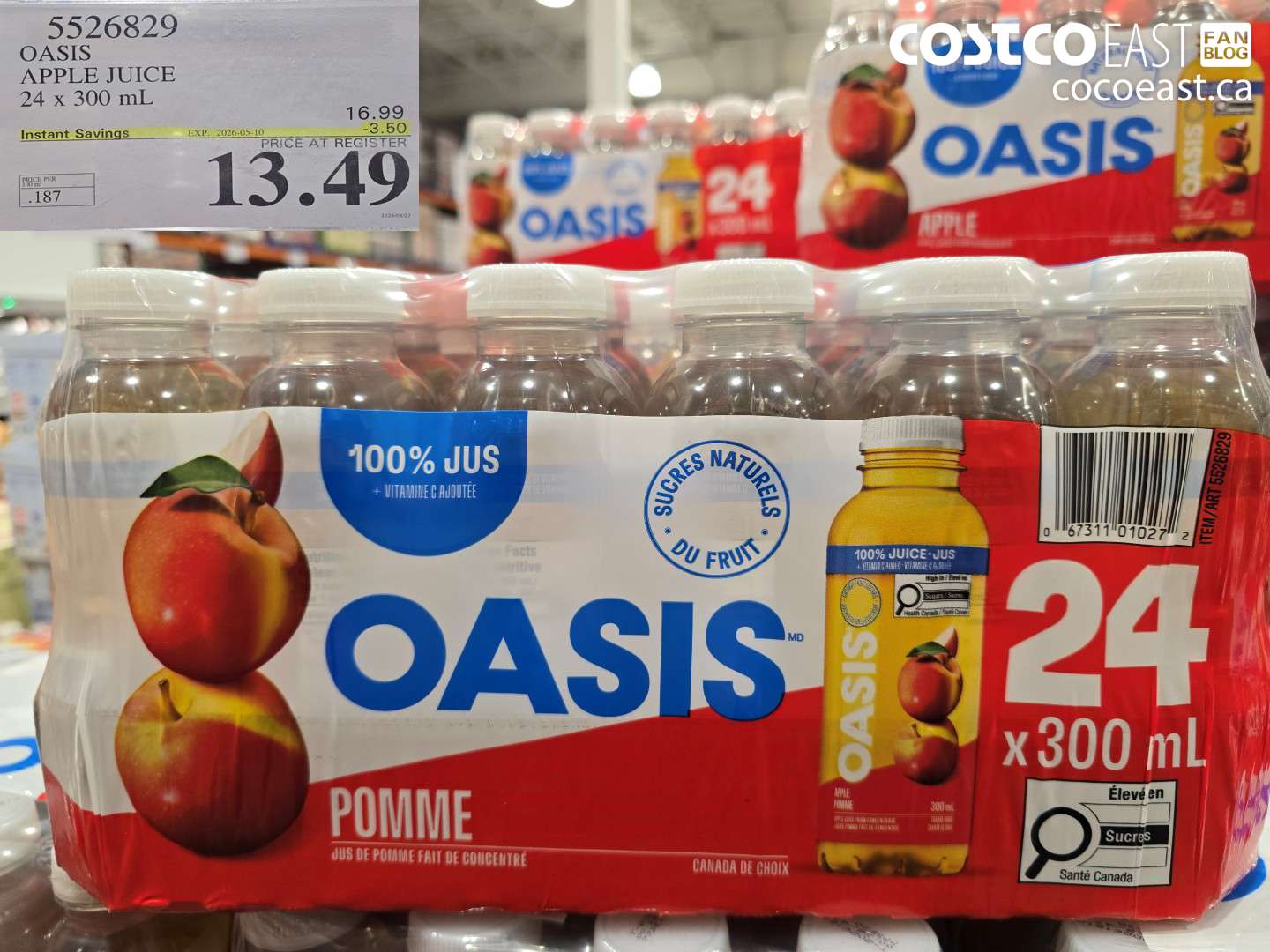 5526829 OASIS APPLE JUICE 24 X 300 ML ($3.50 INSTANT SAVINGS EXPIRES ON 2026-05-10) $13.49
