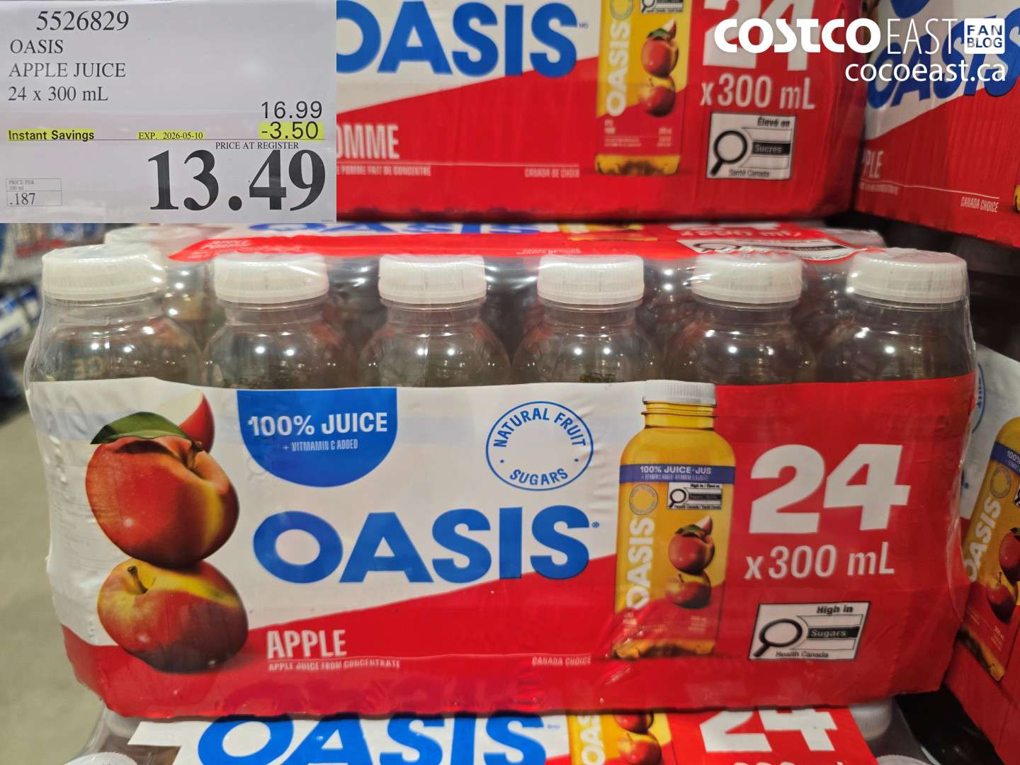 5526829 OASIS APPLE JUICE 24 X 300 ML ($3.50 INSTANT SAVINGS EXPIRES ON 2026-05-10) $13.49