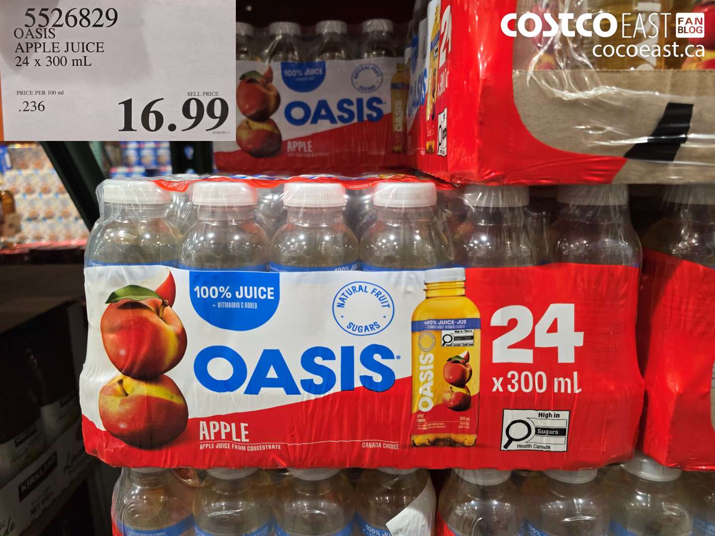 5526829 OASIS APPLE JUICE 24 X 300 ML $16.99